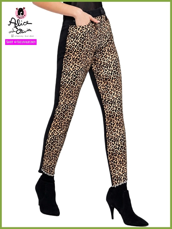Alice + Olivia Denim - Alice + Olivia Leopard Black Cropped Skinny Denim Jeans Pant